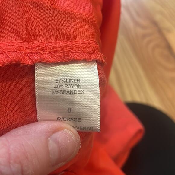 New York & Company Coral Linen Blend Capri - Size 8 - Picture 7 of 7